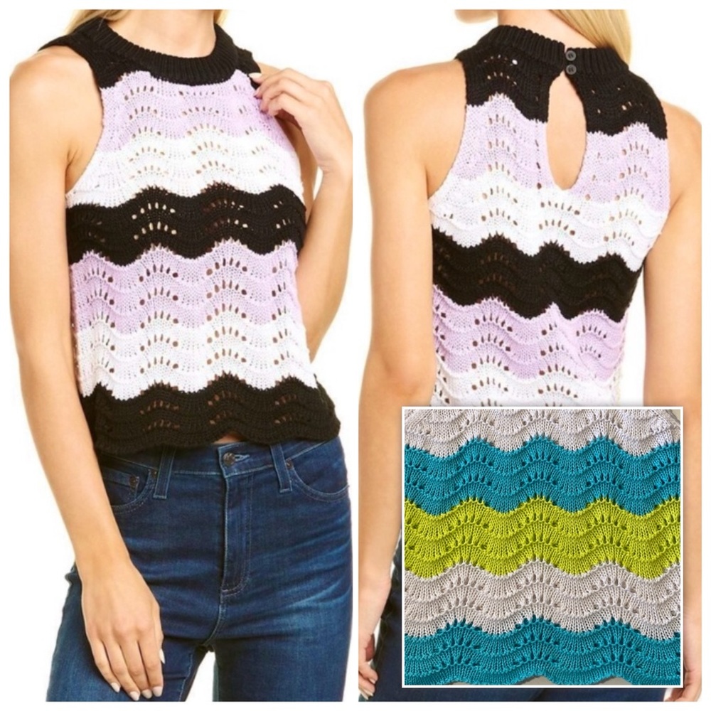 525 America Crochet Zigzag Striped Tank Small - Picture 2 of 7